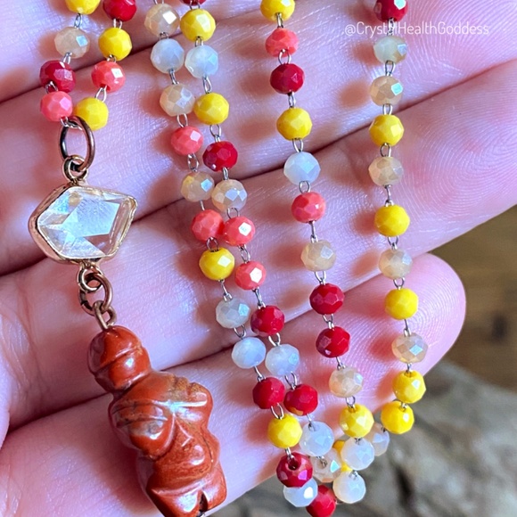Red Jasper Goddess Crystal Beaded Necklace - Picture 9 of 10